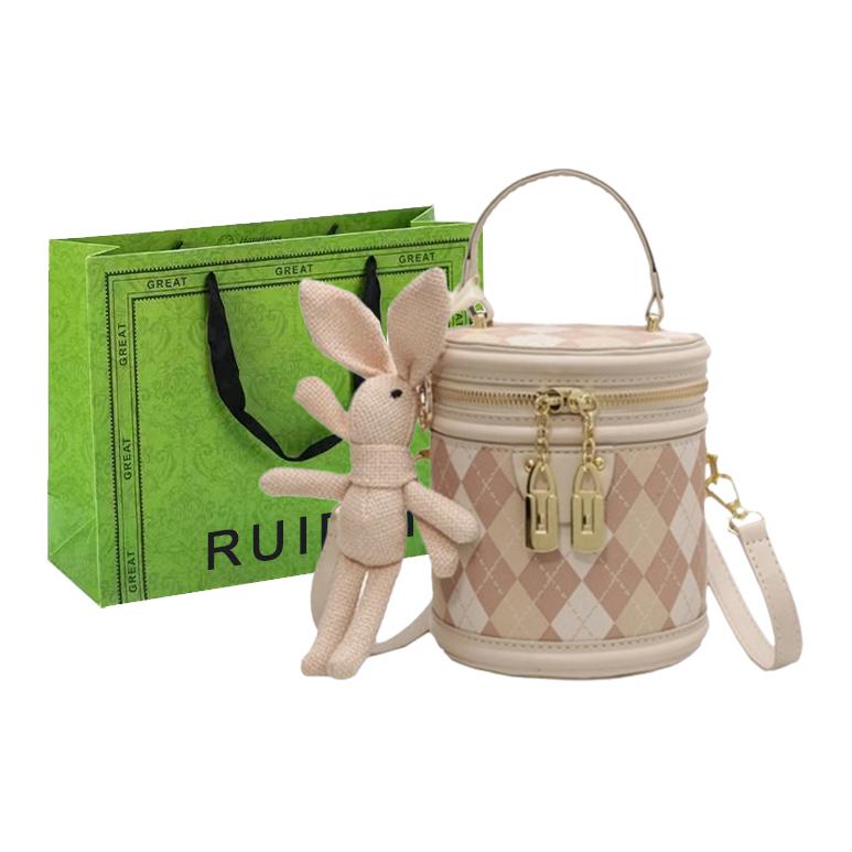 

RUIPAI Женская кожаная сумка через плечо, Ecru+Charm