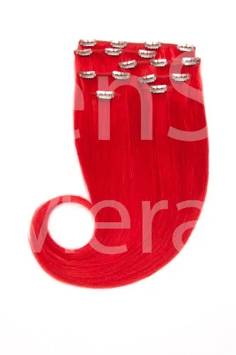 Набор накладных волос на заколках Remy 60 см, 70 г Meralens, Red — фото 3