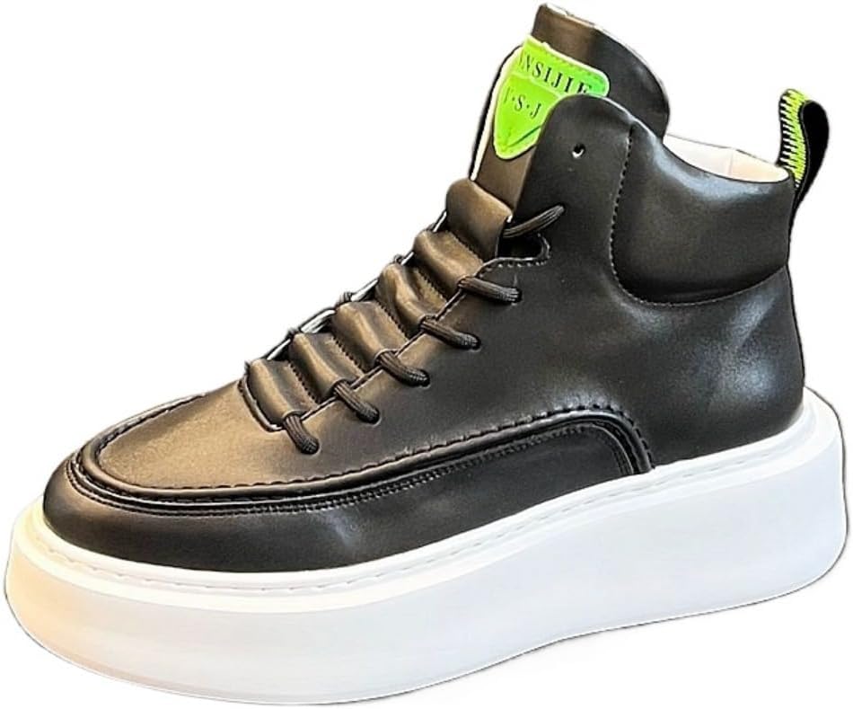 

Кроссовки на высокой подошве с ретро-дизайном из PU-кожи для мужчин, модные спортивные кроссовки для прогулок, путешествий или повседневной носки с улучшенной поддержкой голеностопа и стильным смелым видом Zixcplaz, черный