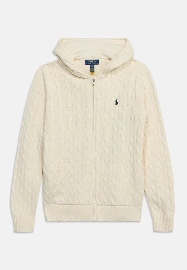 Худи-кардиган на молнии Polo Ralph Lauren, цвет слоновой кости — фото 3