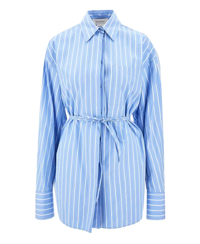 

Синяя полосатая куртка свободного кроя с поясом Sportmax, синий