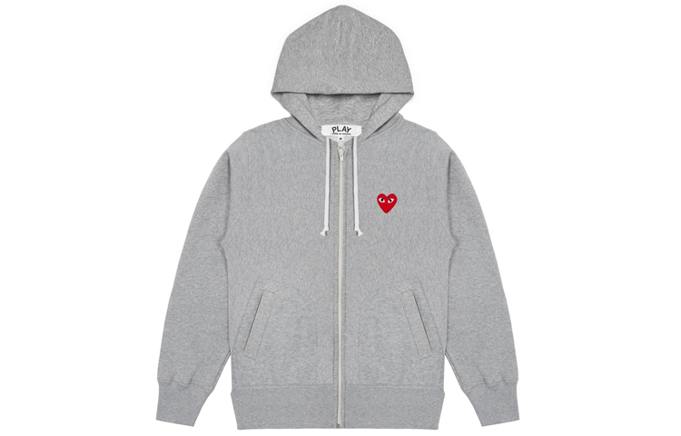 

CDG Play Женская толстовка с капюшоном Comme Des Garcons Play Red Heart Zip Up Hoodie Grey
