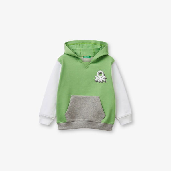 

Хлопковая худи свободного кроя с принтом логотипом 18 месяцев-6 лет Benetton, мультиколор
