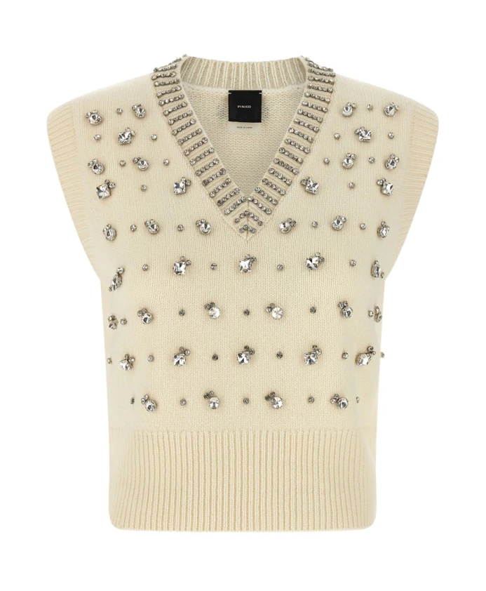 

Пуловер цвета слоновой кости, роскошная шерстяная смесь. Pinko, бежевый