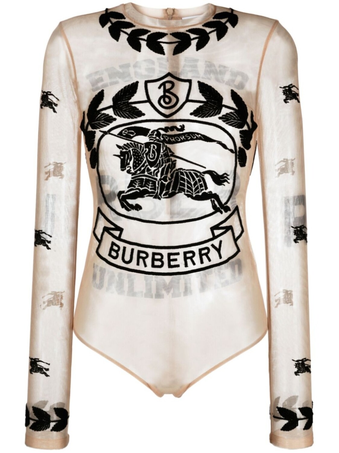 

Burberry боди EKD из тюля с вышивкой, нейтральный цвет