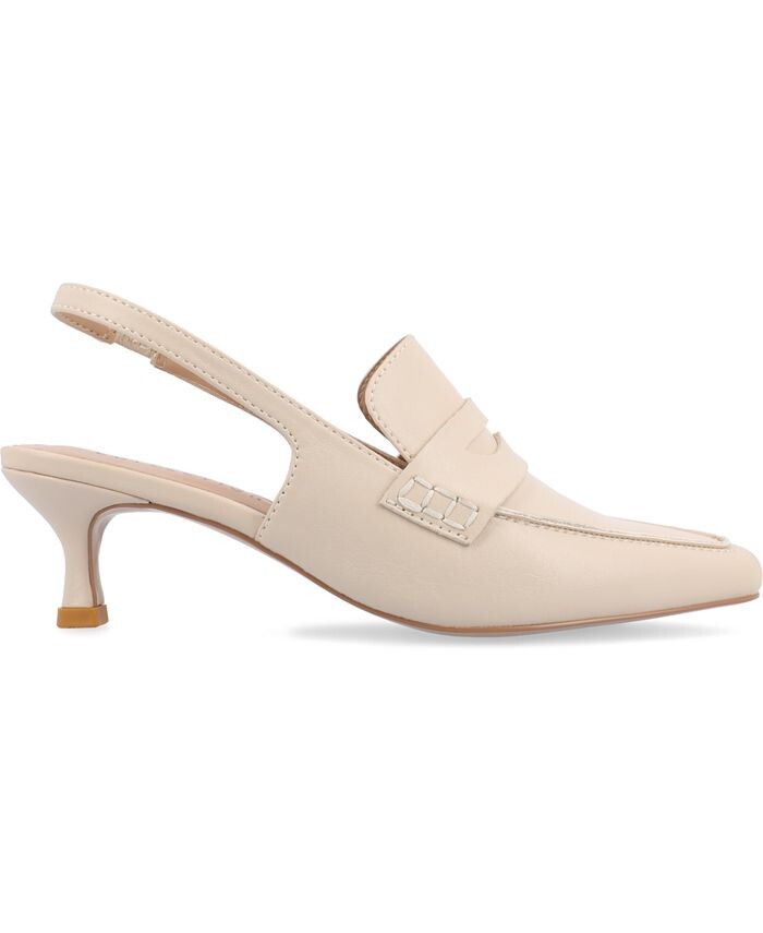 Женские туфли-лодочки Amory Tru Comfort из пеноматериала на маленьком каблуке с ремешком на спине Journee Collection, цвет Beige — фото 2