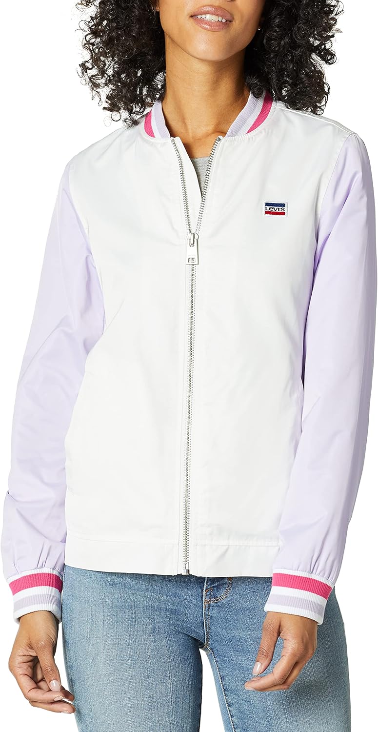 

Женская куртка-бомбер Levi's в стиле ретро с цветными блоками (стандартные и большие размеры), Thistle/White