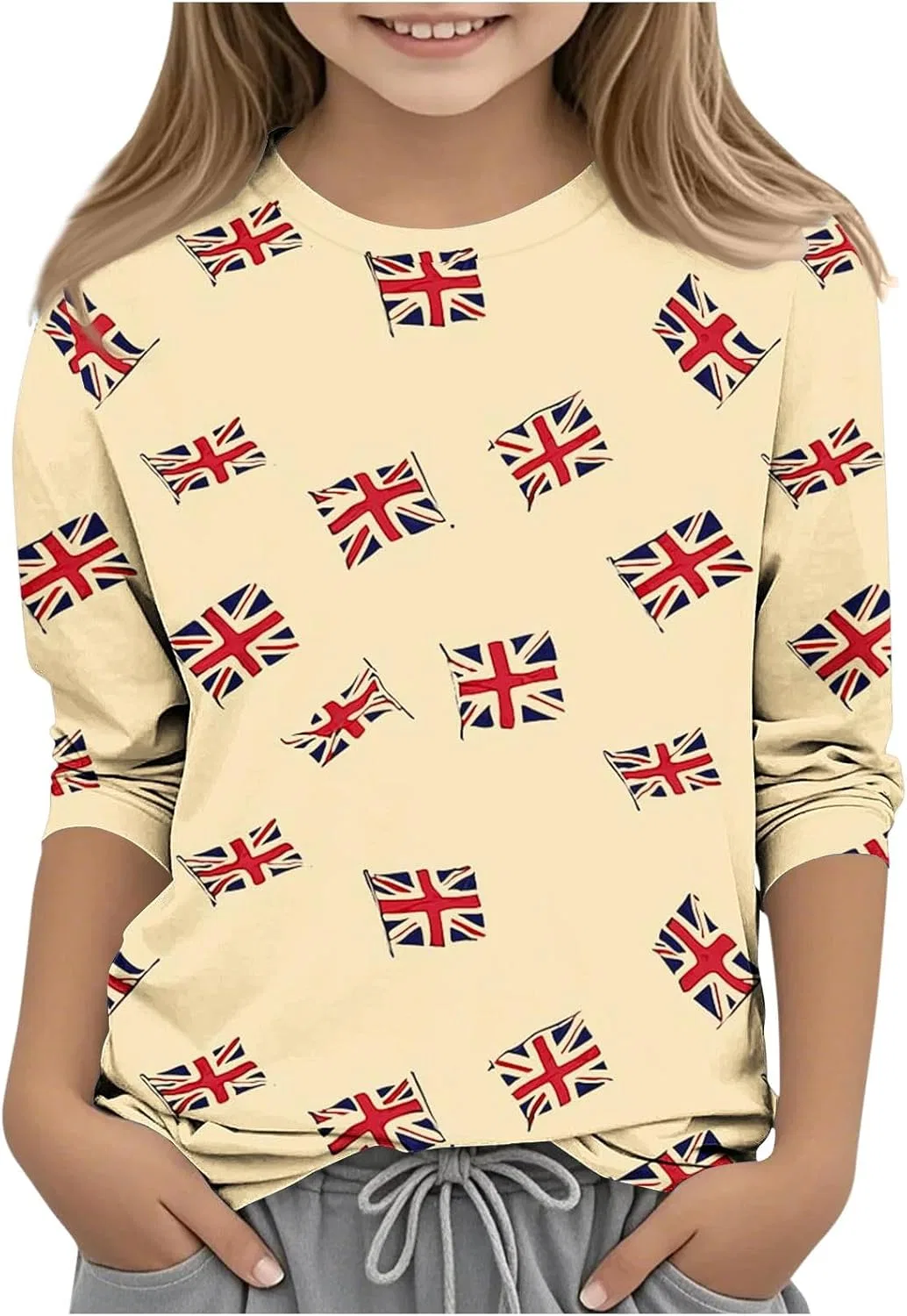 Футболка с рукавом 3/4 Union Jack, Zzalalana, бежевый