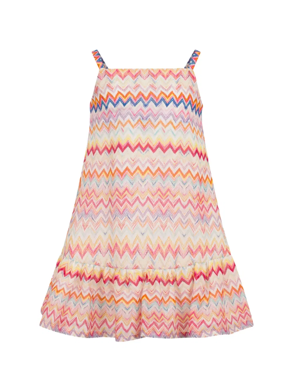 Платье с зигзагообразным принтом и оборками Missoni Kids, нейтральный