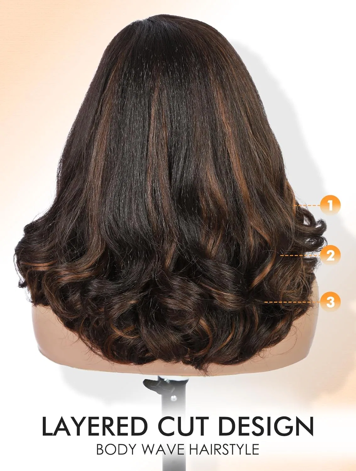 Синтетический парик «Yaki Straight Curly Wavy» с кружевной передней частью от WIGNEE, 16 дюймов Wignee, Brun Méché — фото 4