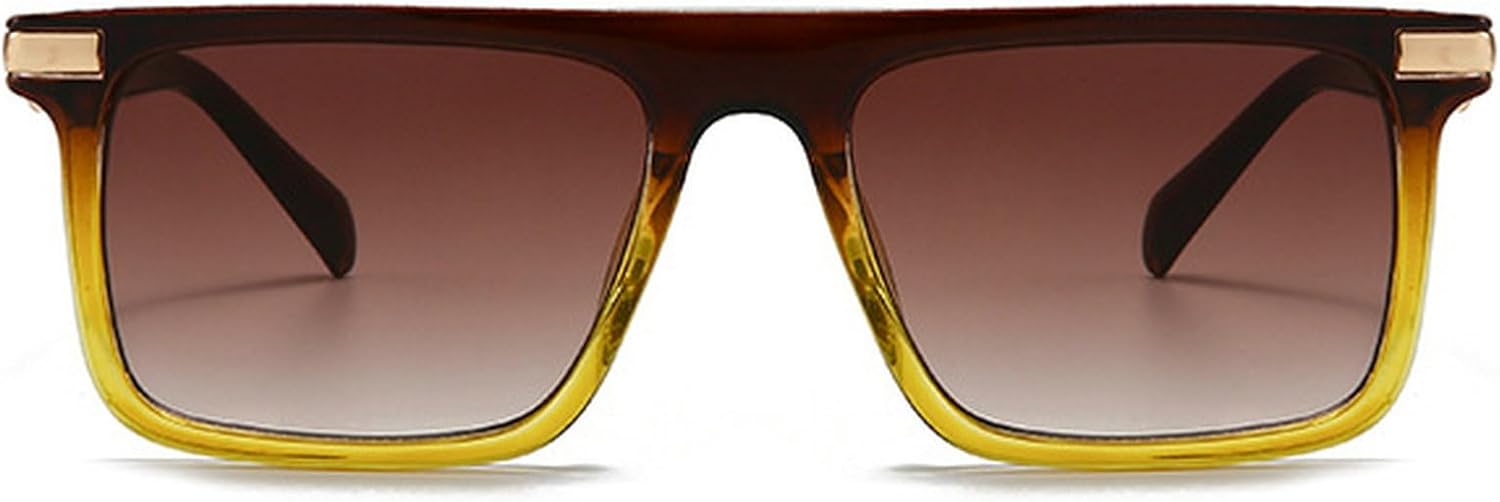 

Квадратные солнцезащитные очки для женщин, модные очки-пилот, женские солнцезащитные очки с защитой от УФ-излучения, легкие, с плоской верхней частью, в стиле ретро mincl, Brown Orange