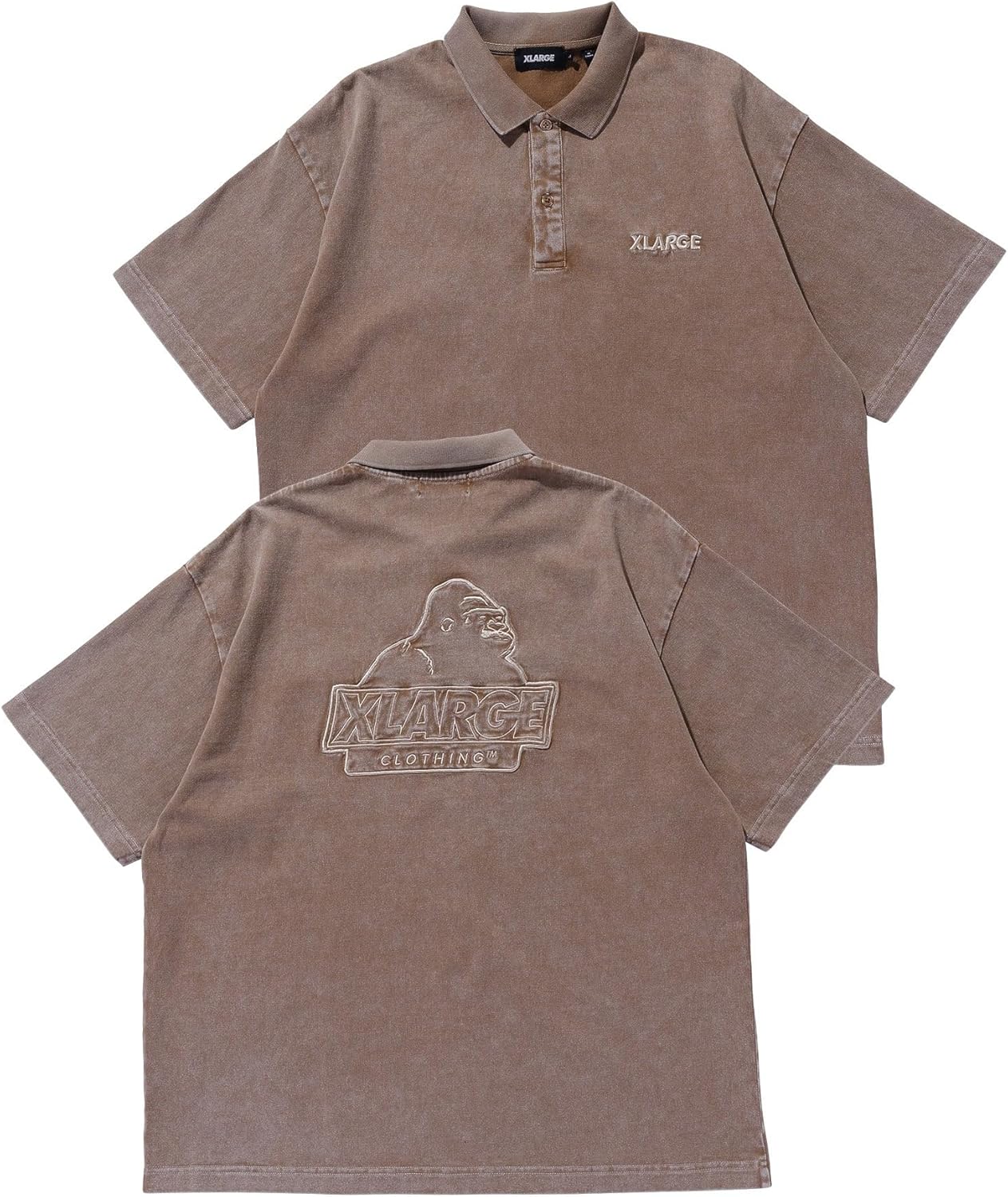 

Мужская повседневная рубашка-поло XLARGE с химической обработкой и косым кроем, коричневый