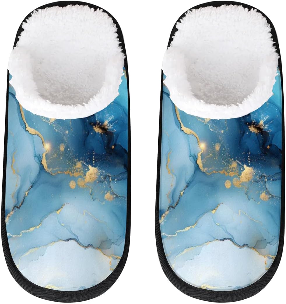 

Тапочки Gublec для женщин и мужчин, уютные с нескользящей подошвой, для дома, теплые плюшевые тапочки для дома, спальни и путешествий, Blue Marble Themed