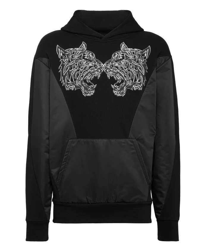 

Толстовка с капюшоном и изображением тигра Plein Sport, черный