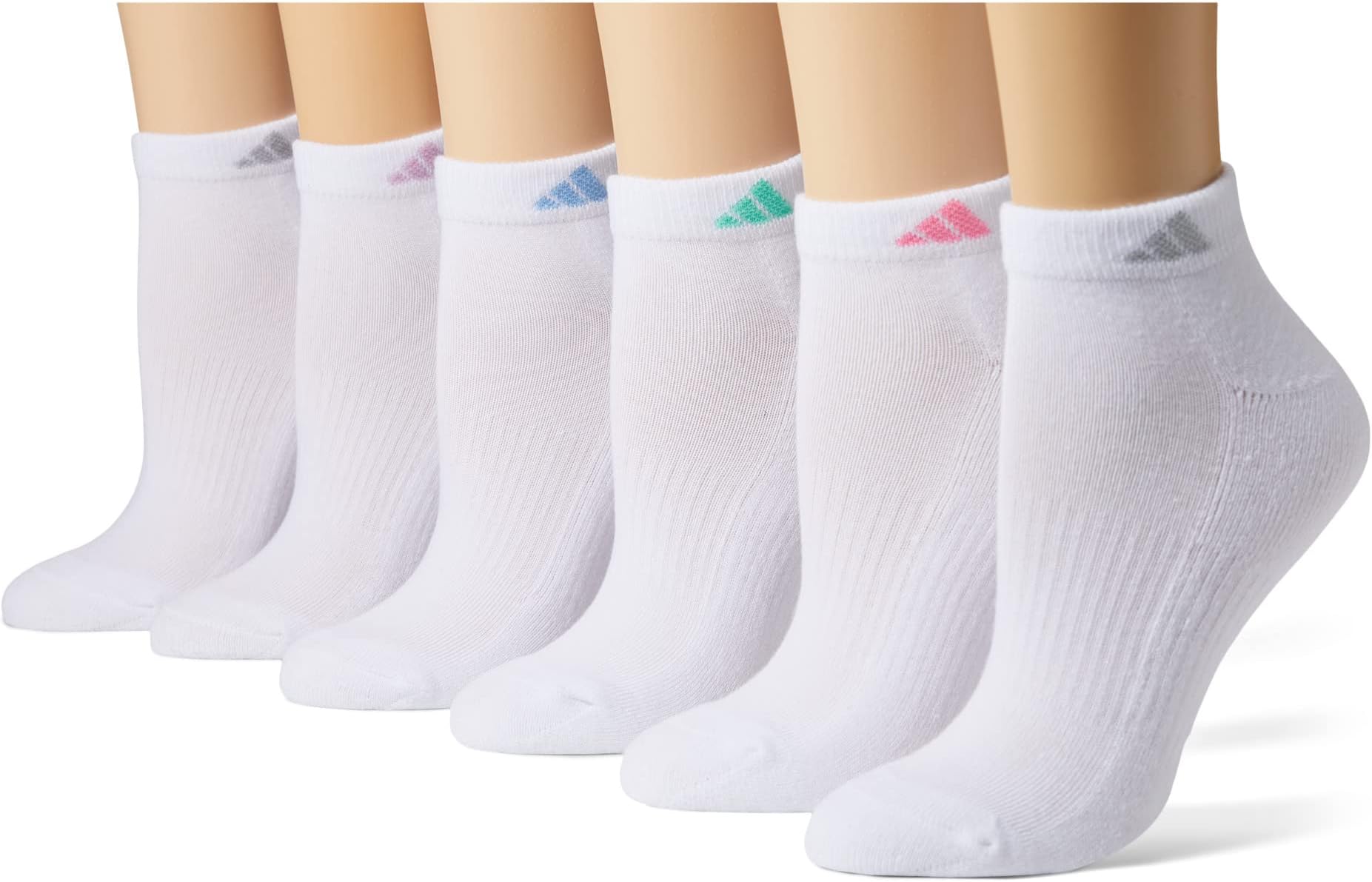 

Носки adidas Athletic Cushioned 6-Pack Low Cut, цвет White/Clear Sky Blue/Bliss Lilac Purple