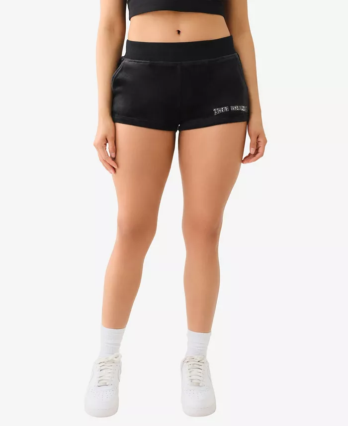 

Женские велюровые шорты Crystal Lips True Religion, черный