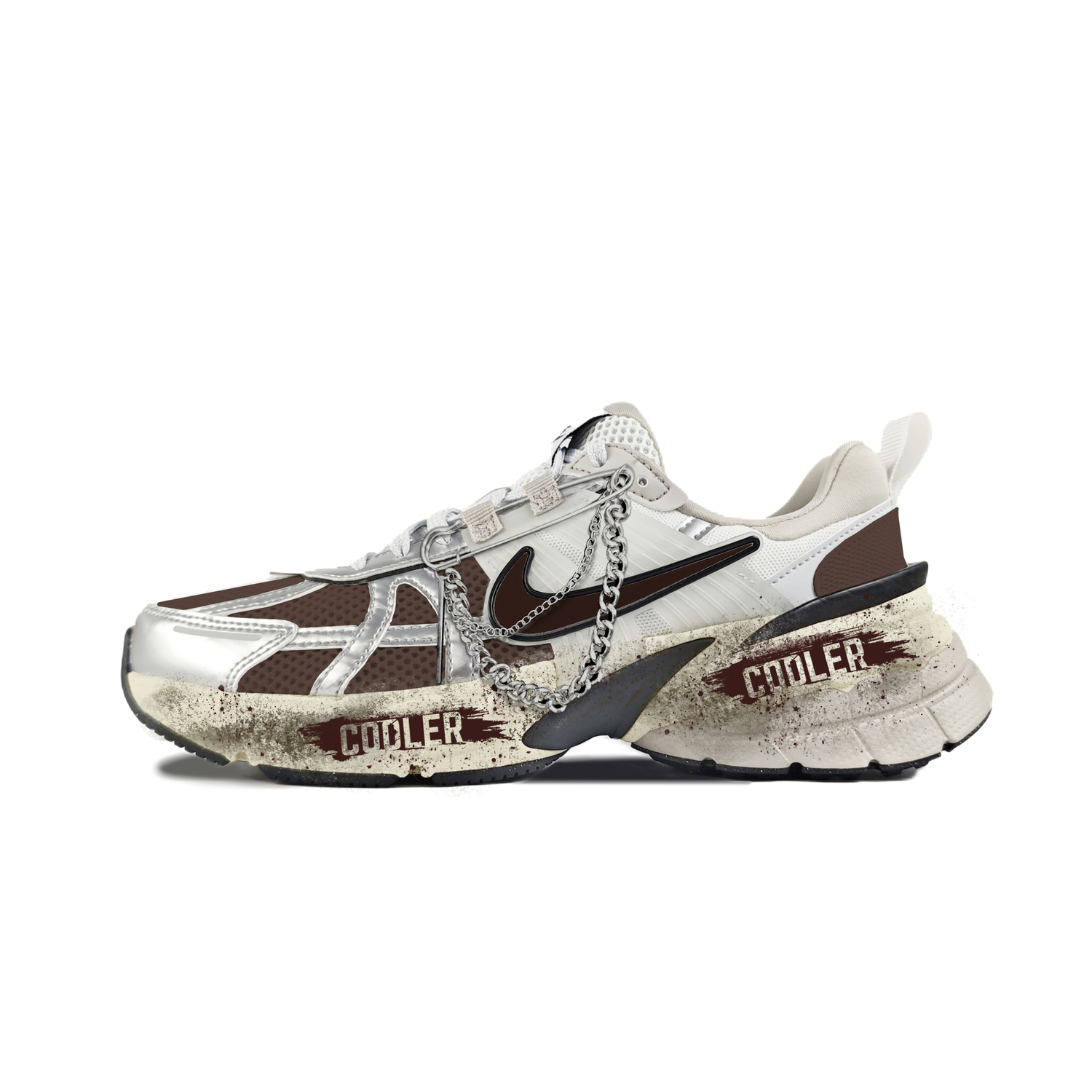 

Nike Женские кроссовки V2K Run Abrasion Resistant Low Top белые коричневые