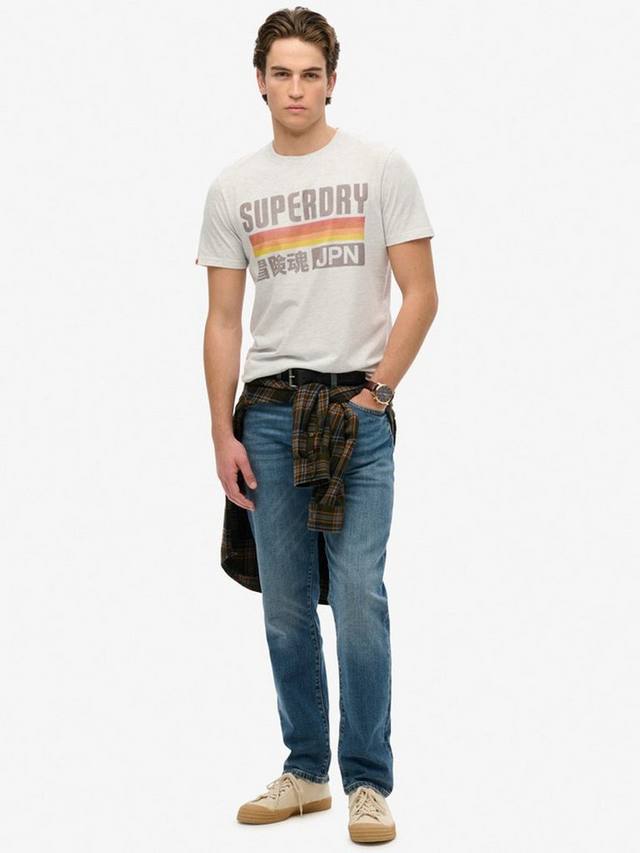 Расслабленная футболка в японскую полоску Superdry, цвет Ice Grey Marl — фото 3