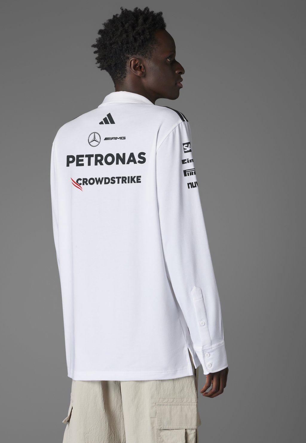 Рубашка поло MERCEDES - AMG PETRONAS FORMULA ONE TEAM LONG SLEEVE MEN - Long sleeved top Adidas Originals, белый — фото 3