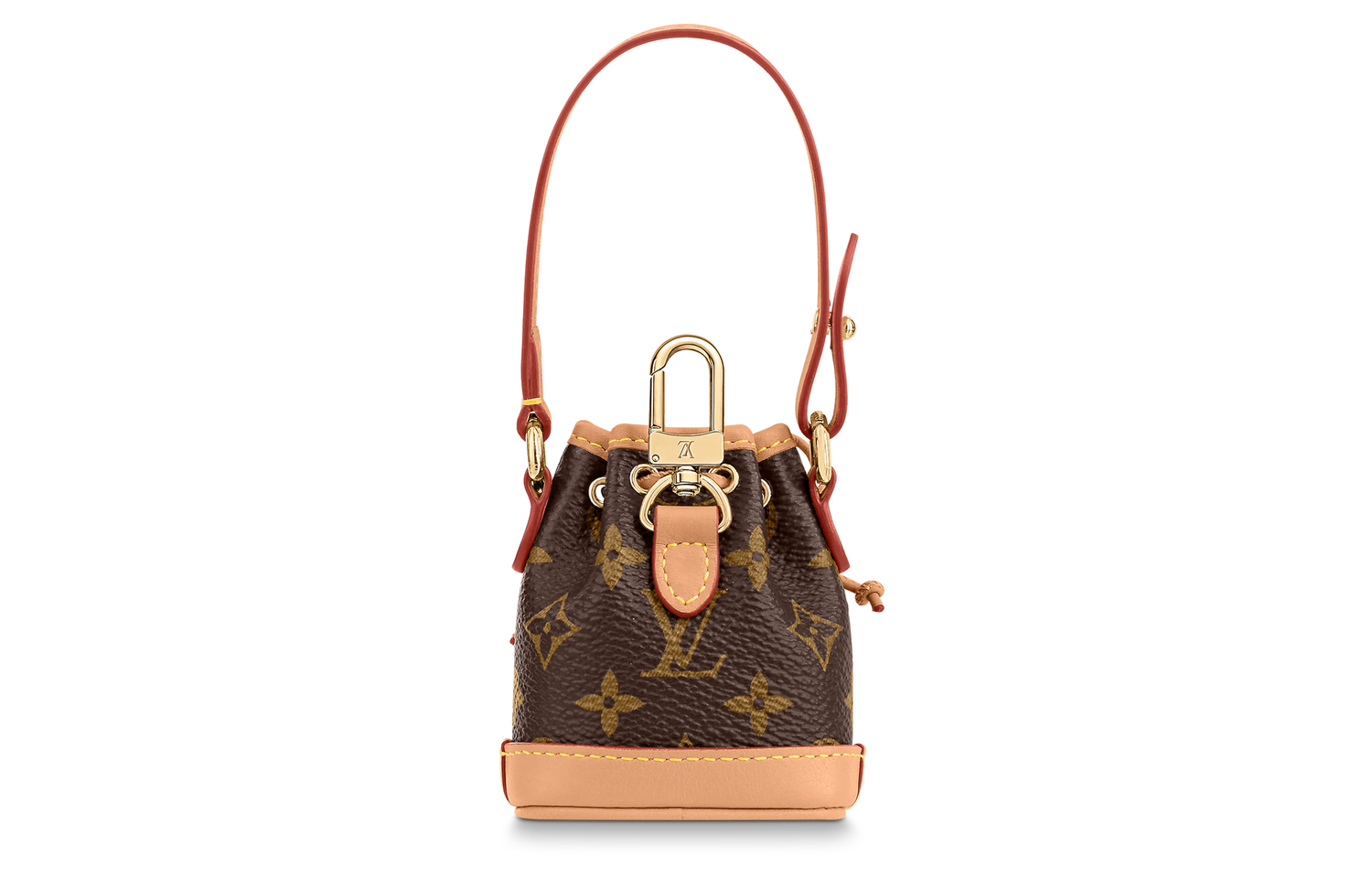 LOUIS VUITTON Микро Ноэ из лакированной кожи с коровьей кожей сумочка-шарм товар для женщин коричневый — фото 4
