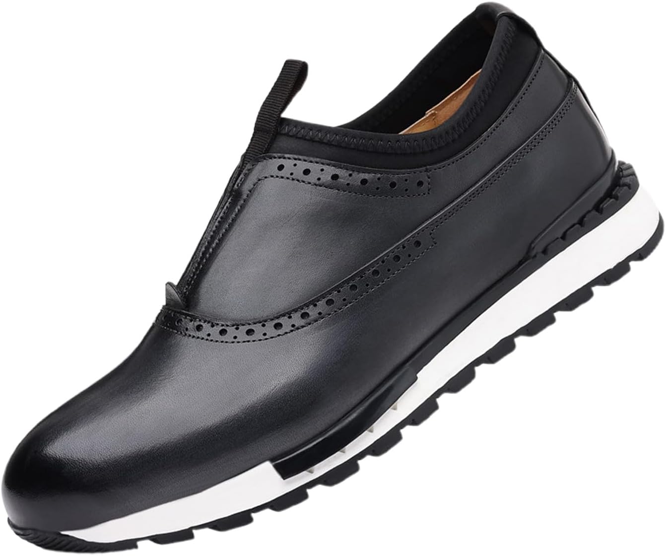 

Мужские повседневные слипоны Santimon - удобные спортивные кожаные кроссовки с стильной белой подошвой, дышащие и долговечные, идеально подходят для повседневной носки, прогулок и активного отдыха на свежем воздухе