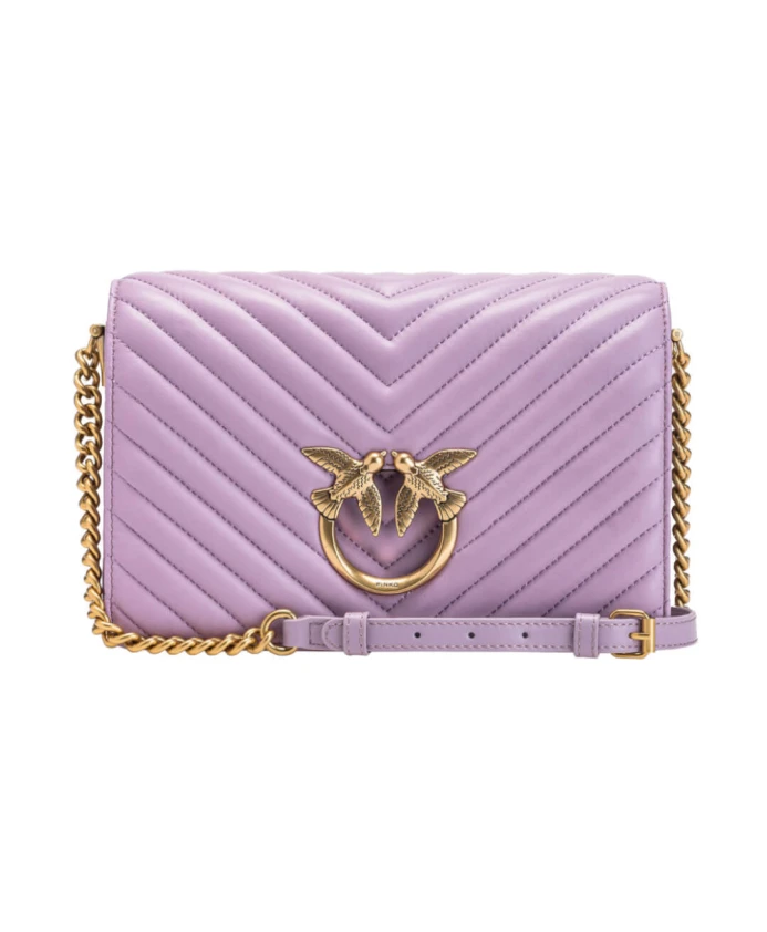 

Кожаная сумка через плечо с логотипом Pinko, фиолетовый