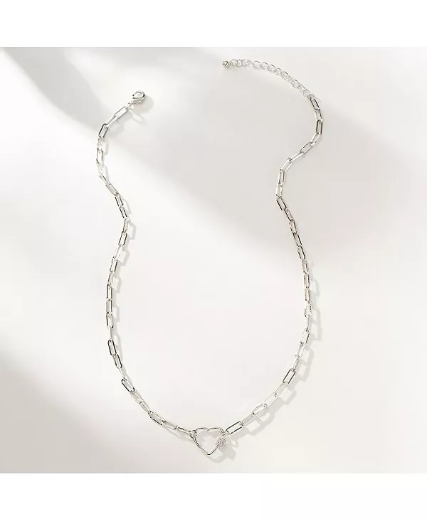 

Серебряное ожерелье с родиевым покрытием в форме запертого сердца Uncommon James, silver