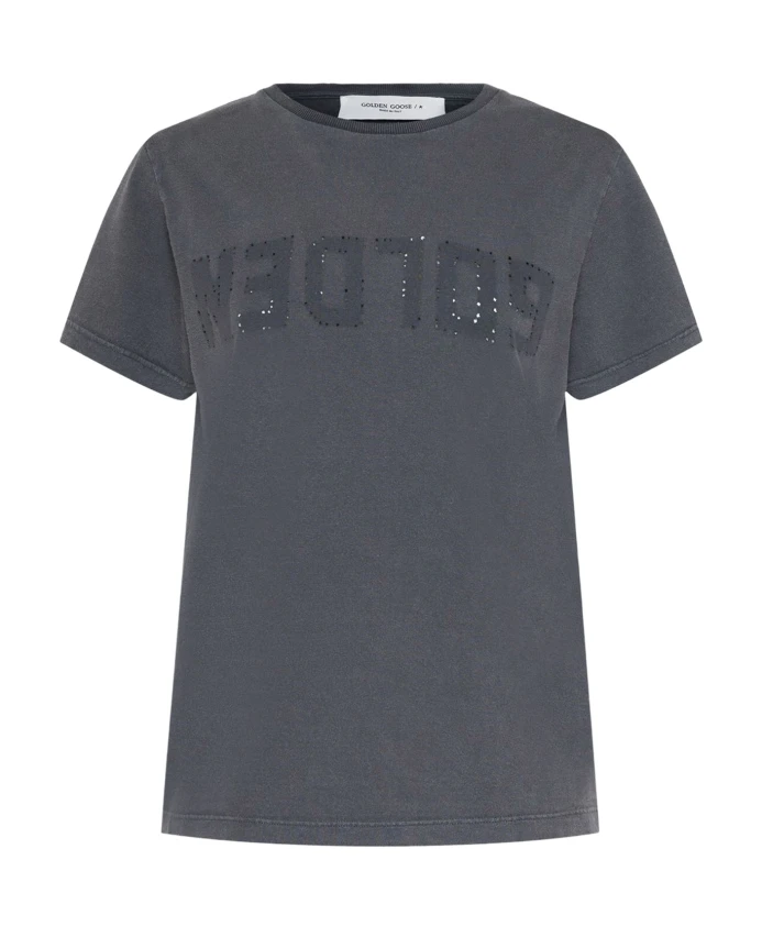 

Перфорированная футболка с логотипом. Golden Goose, серый