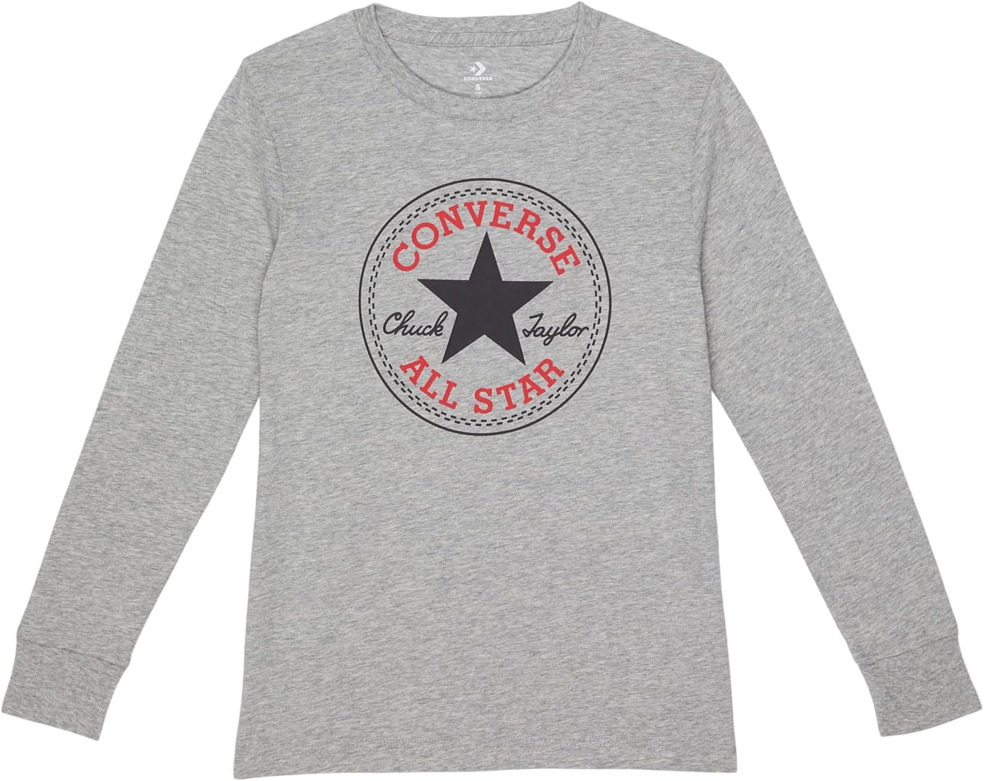 

Футболка Converse Kids Long Sleeve Chuck Patch Graphic T-Shirt (Big Kids), цвет Dark Grey Heather