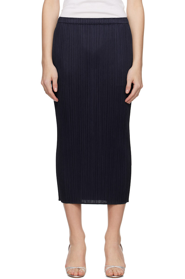 

Новая июньская цветная базовая юбка миди 4 Pleats Please Issey Miyake, синий