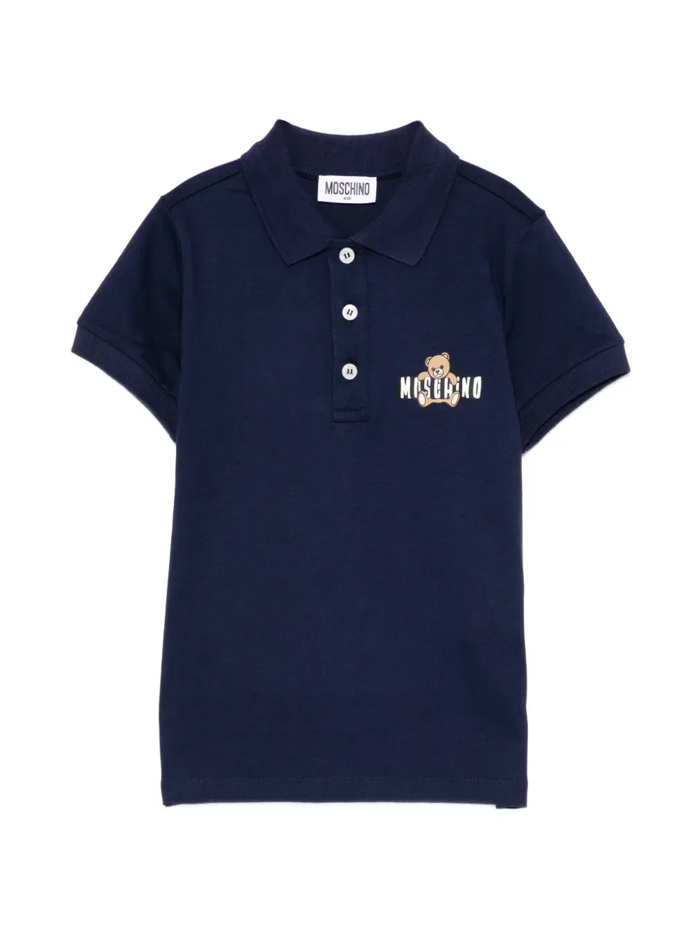 Поло с плюшевым мишкой Moschino Kids, синий