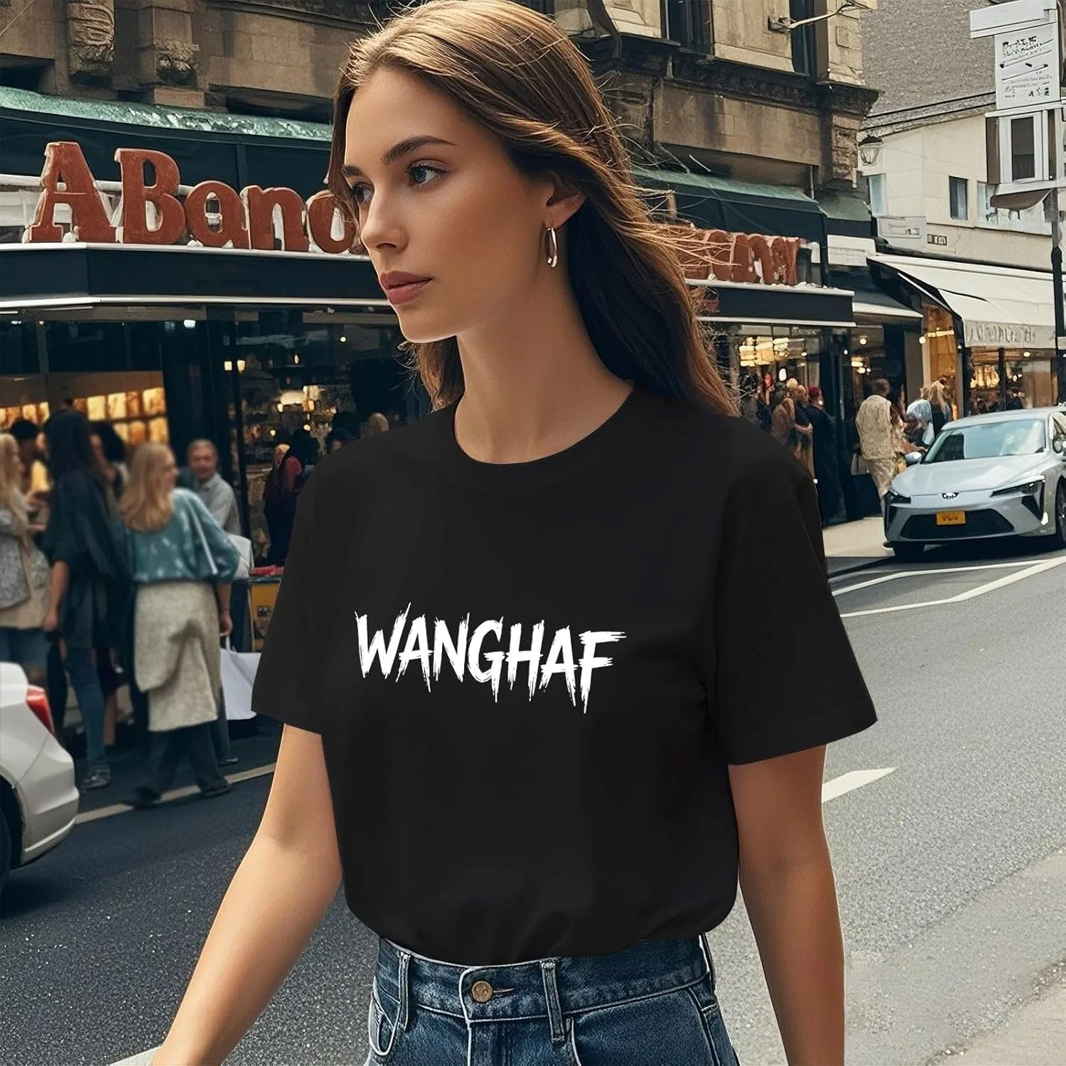 Футболка WANGHAF женская с принтом Generic, черный — фото 3