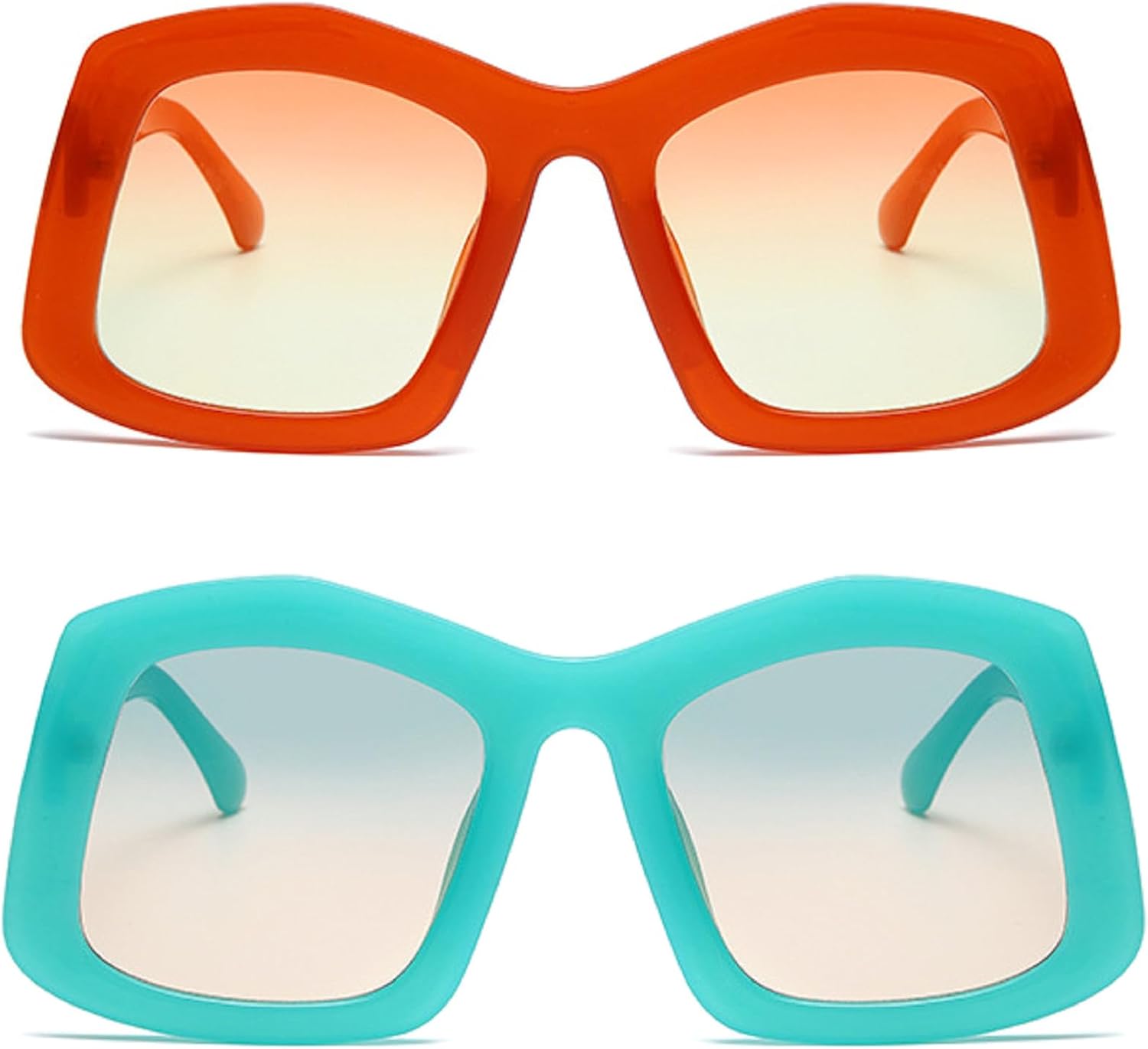

Уникальные большие квадратные солнцезащитные очки конфетных цветов для женщин, модные солнцезащитные очки с оранжевым градиентом, сексуальные женские очки UV400 mincl, 2pcs-orange&green