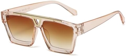 

Солнцезащитные очки большого квадратного размера 2026 года для женщин и мужчин, винтажные, с крупной металлической оправой, модные солнцезащитные очки для женщин MTZJH, Clear Brown