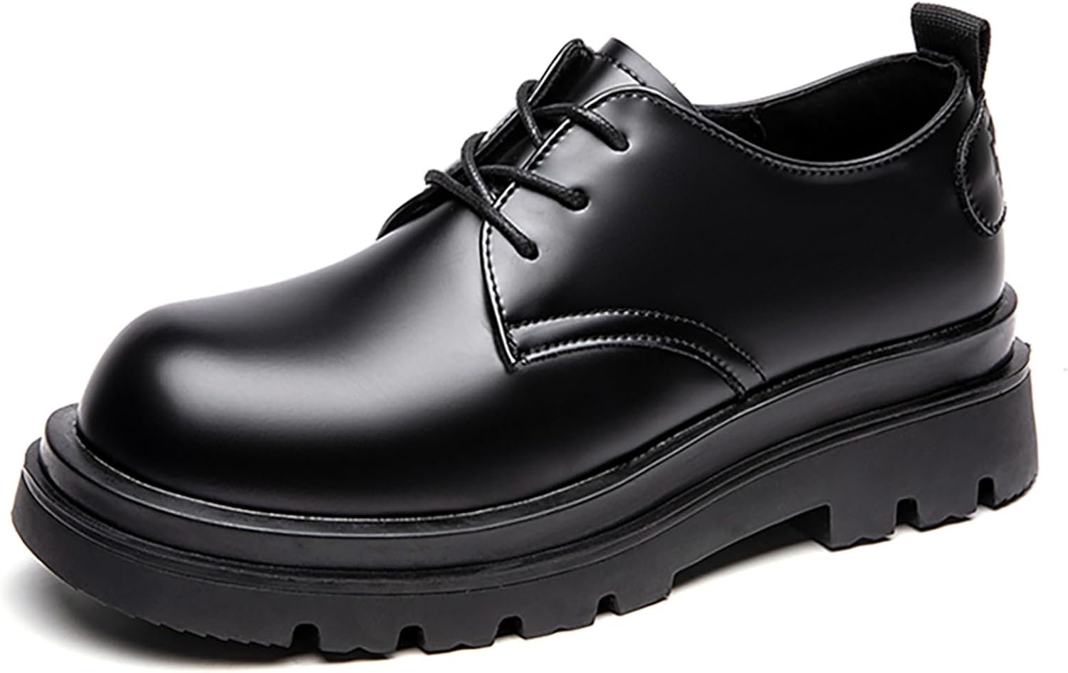 

Мужские кожаные оксфорды на платформе с круглым носком, шнуровкой и дерби, модные деловые туфли Ryvz Tynx, черный