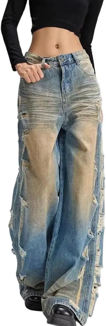 Джинсы свободные, рваные, 9