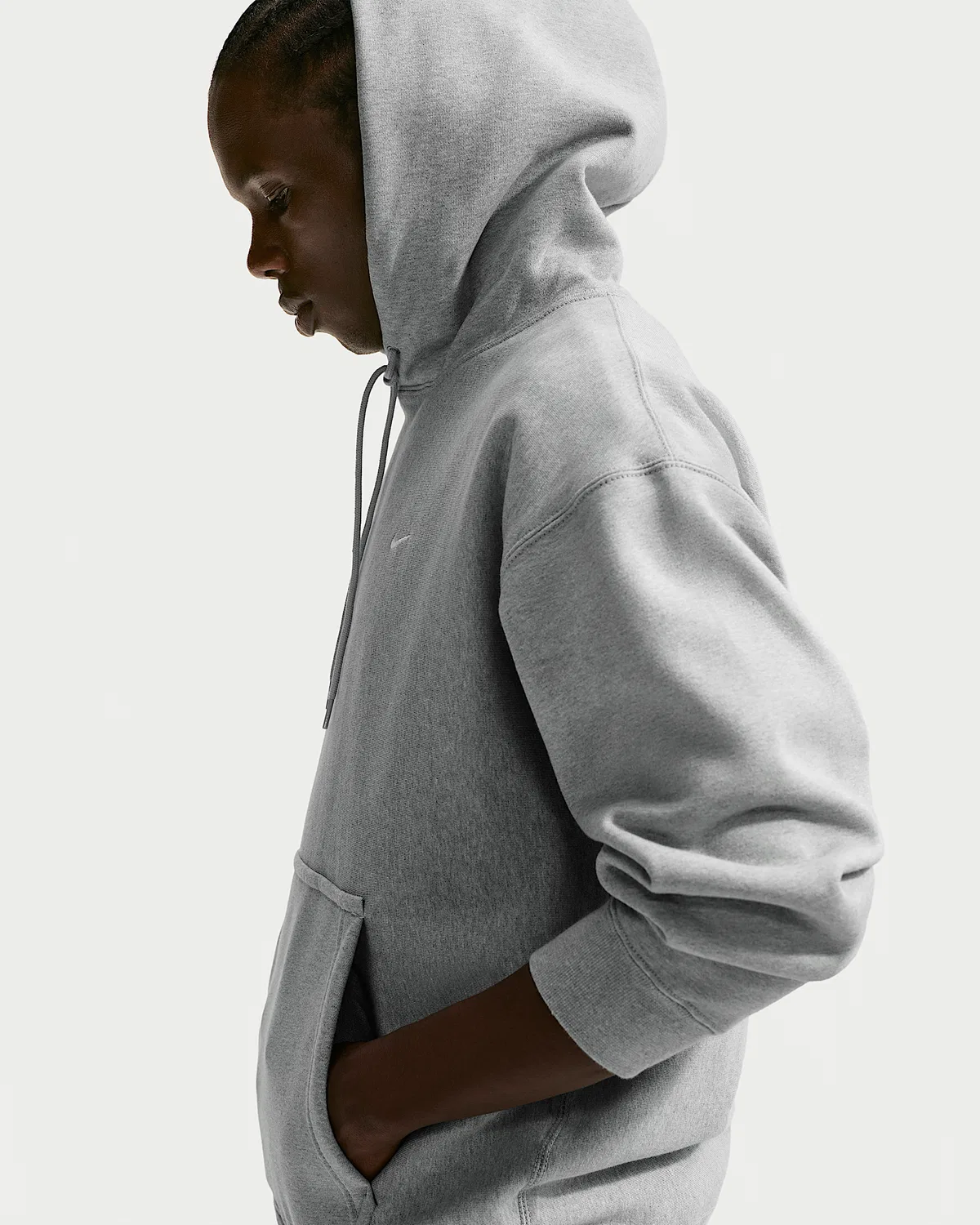 Мужская худи Nike Solo Swoosh, Dark Grey Heather/Light Smoke Grey/White — фото 3