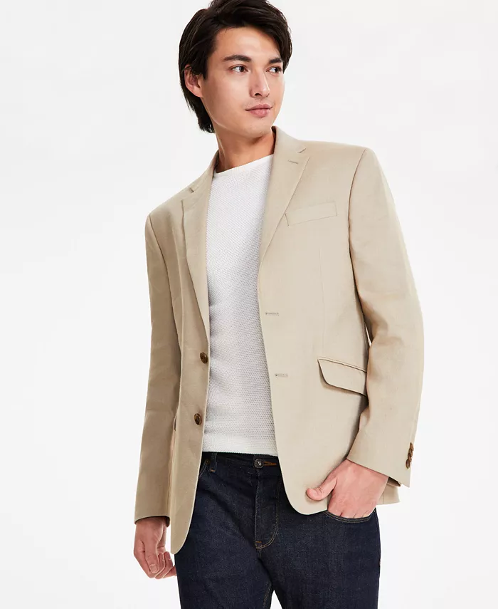 

Мужской спортивный пиджак из льна Slim-Fit Kenneth Cole Reaction, коричневый/бежевый
