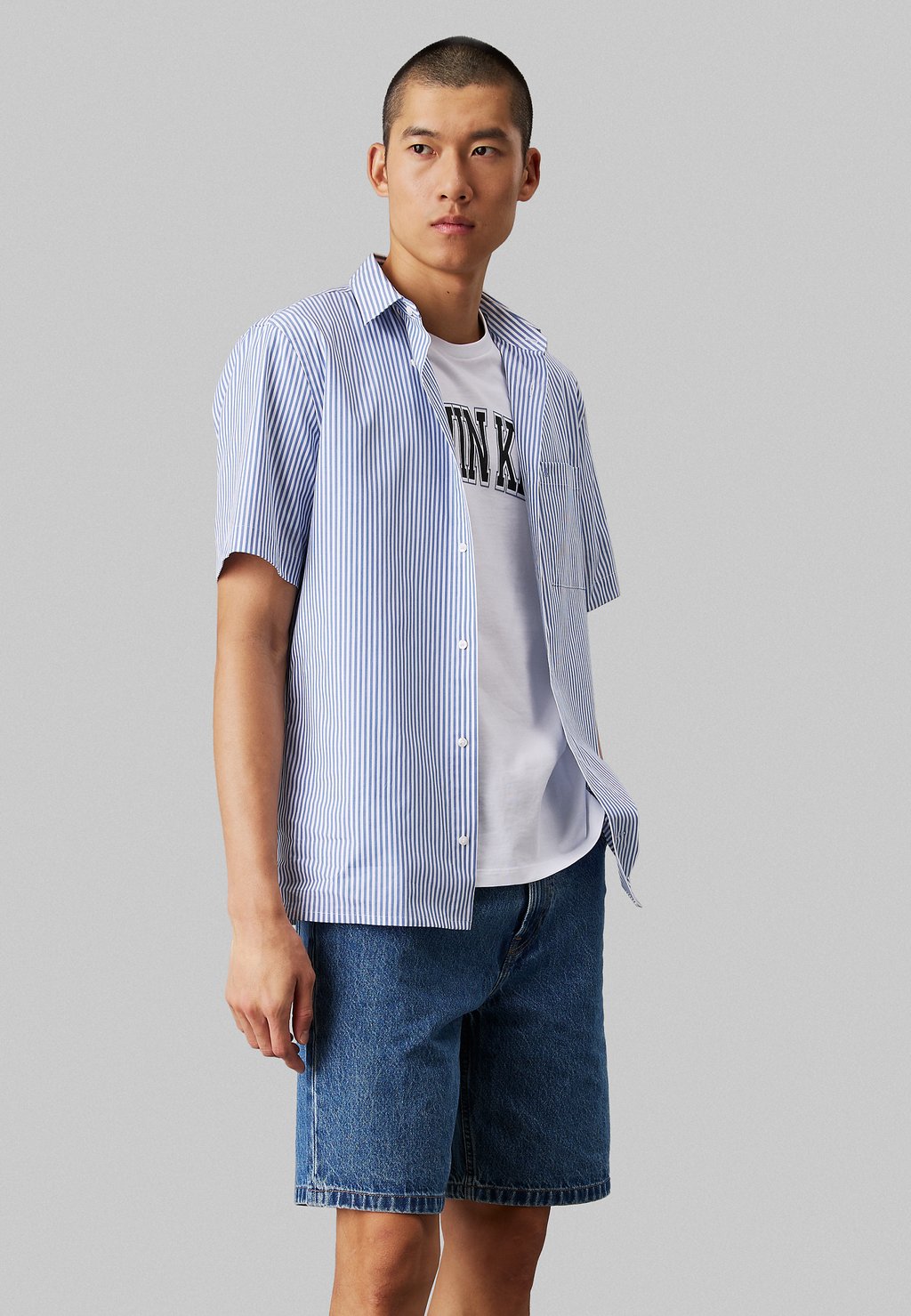 

Рубашка STRIPED SHORT SLEEVE Calvin Klein, синий
