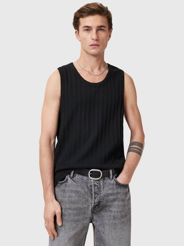 

Жилет из денверского органического хлопка в рубчик AllSaints, черный