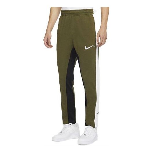 

Брюки men's sportswear swoosh contrast color stitching knit sports pants/trousers/joggers army green Nike, зеленый