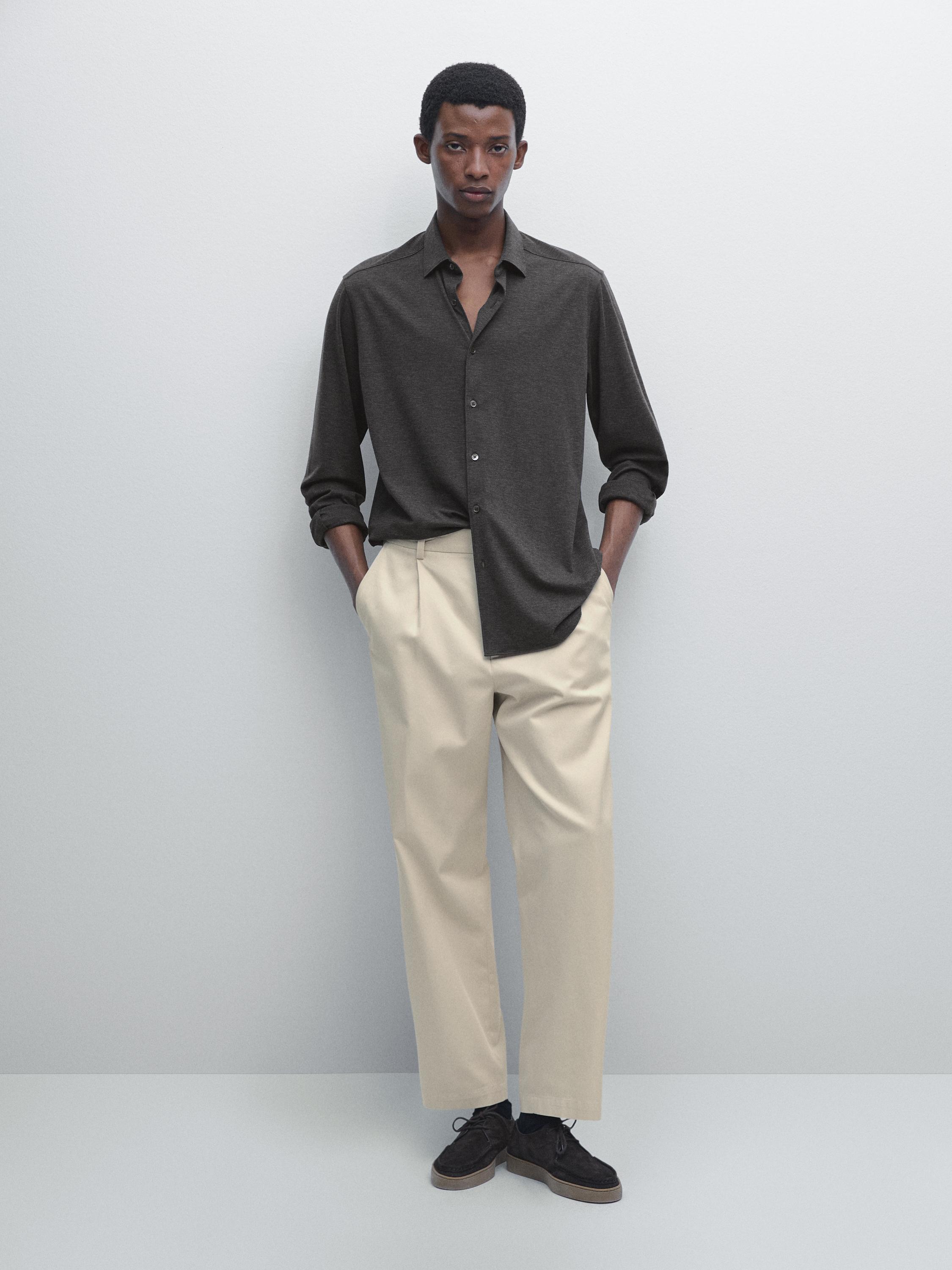 

Рубашка облегающего кроя стретч Massimo Dutti, серый