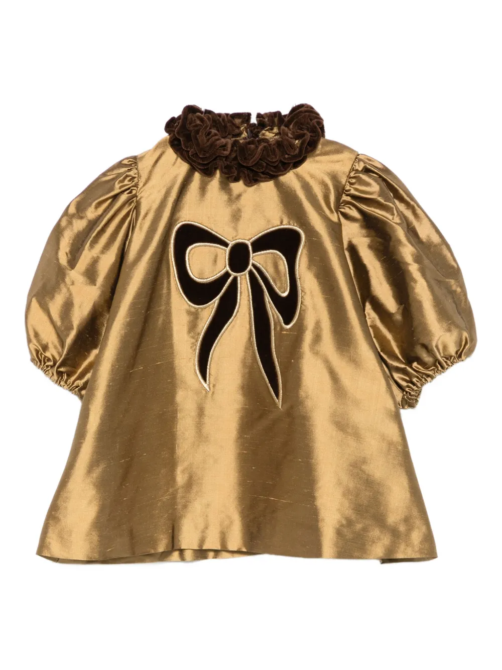 

Платье с вышивкой в виде банта и оборками Jesurum Baby, золотистый