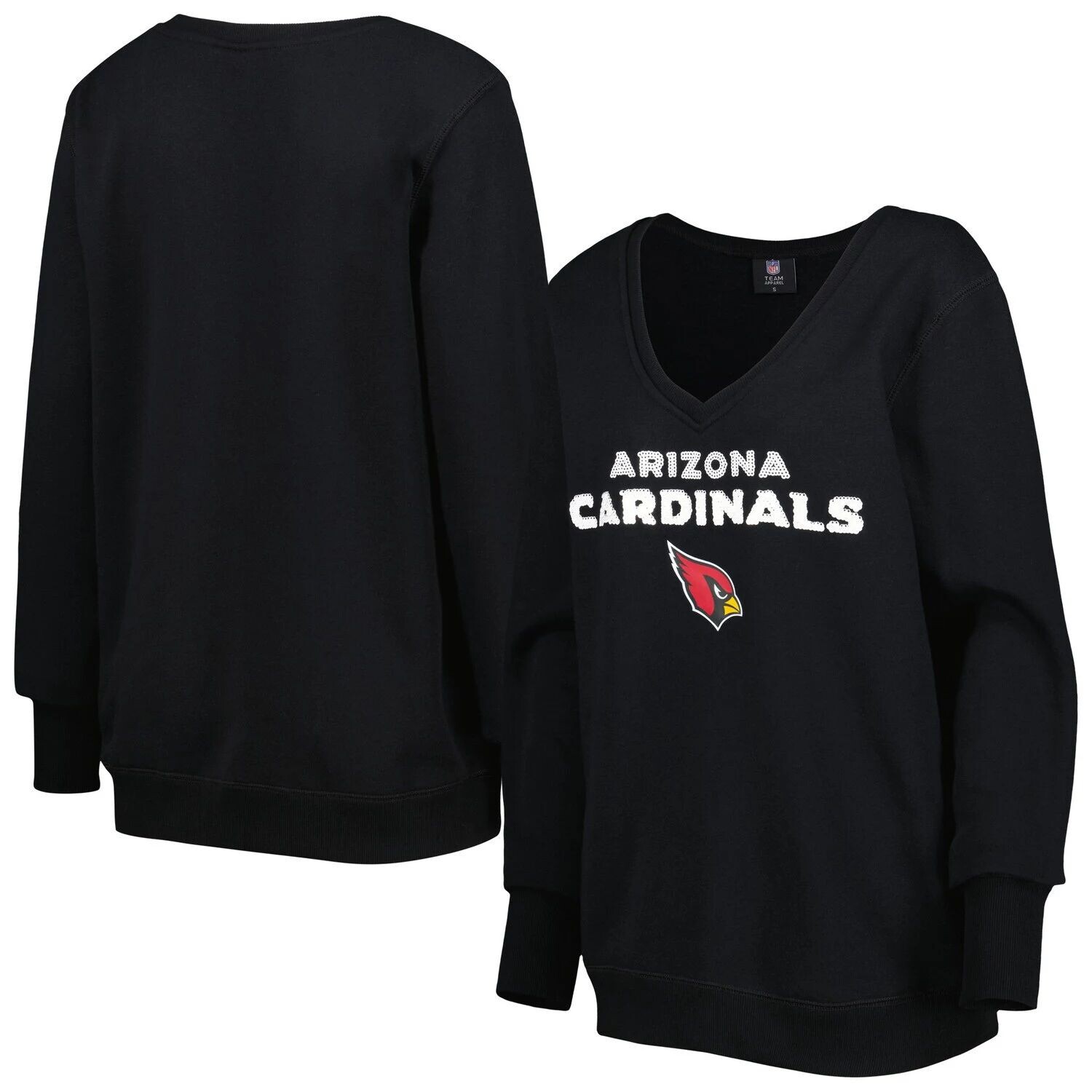 

Черный женский пуловер с v-образным вырезом и пайетками Cuce Arizona Cardinals