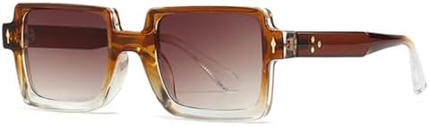 

Ретро-солнцезащитные очки в стиле панк с квадратными заклепками для мужчин, защита от УФ-излучения UV400, модный градиент для женщин, трендовые солнцезащитные очки MTZJH, Brown Tea Gradient