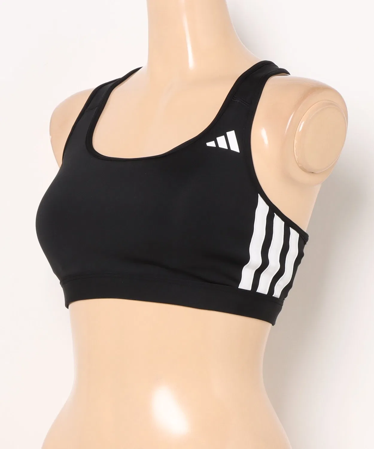 Спортивный бюстгальтер средней поддержки adidas Optimum Essentials 3-Stripes, черно-белый — фото 2