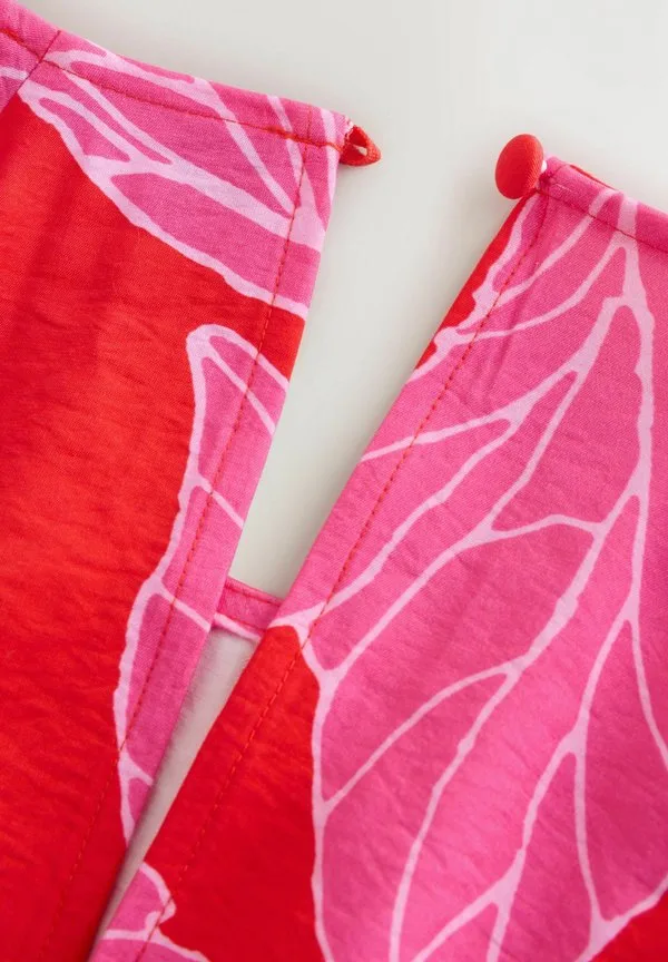 Платье-Макси с пышными рукавами, облегающего кроя Next, Red Pink Floral Printed — фото 3