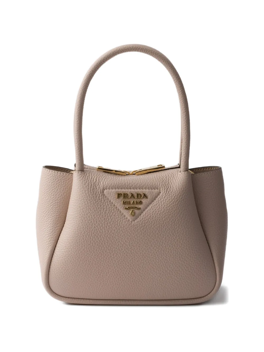 Сумка-тоут из кожи с логотипом Prada, бежевый