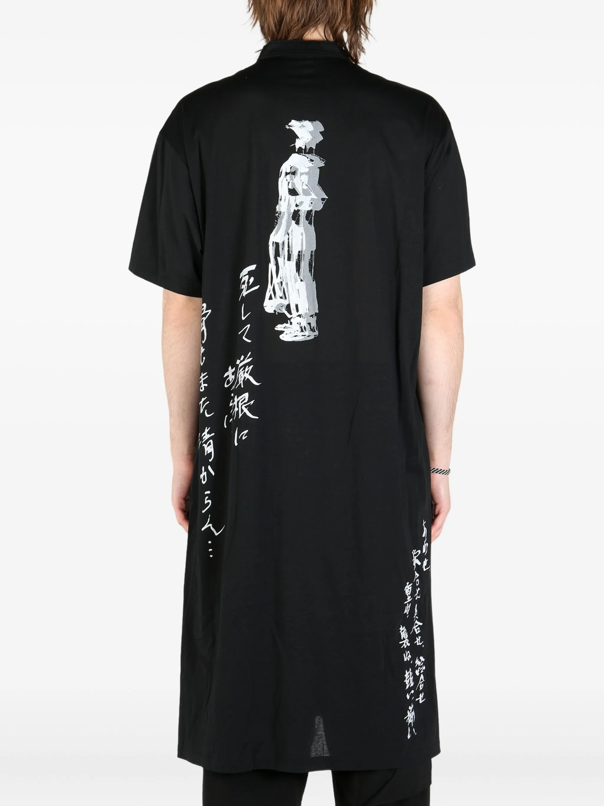 Трикотажная рубашка с принтом Yohji Yamamoto, черный — фото 4