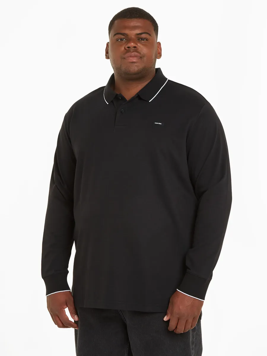 

Рубашка-поло Calvin Klein Big&Tall "BT_STRETCH PIQUE TIPPING LS POLO", с фирменной этикеткой, цвет Ck Black